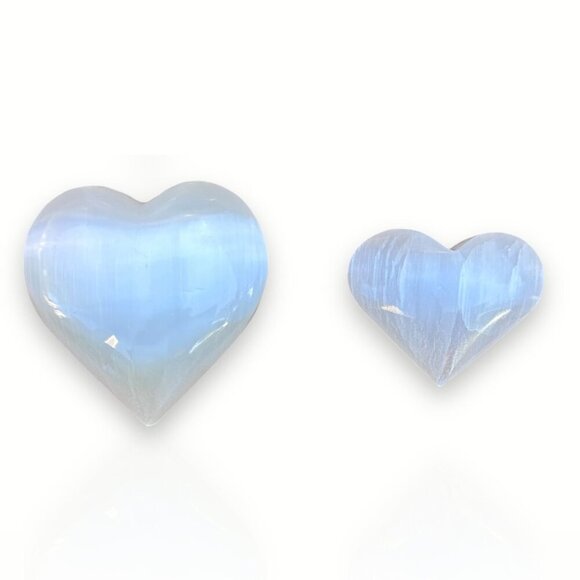 Selenite Crystal Heart, Polished Natural White Gemstone, Medium: 2.5 inches - Picture 7 of 14